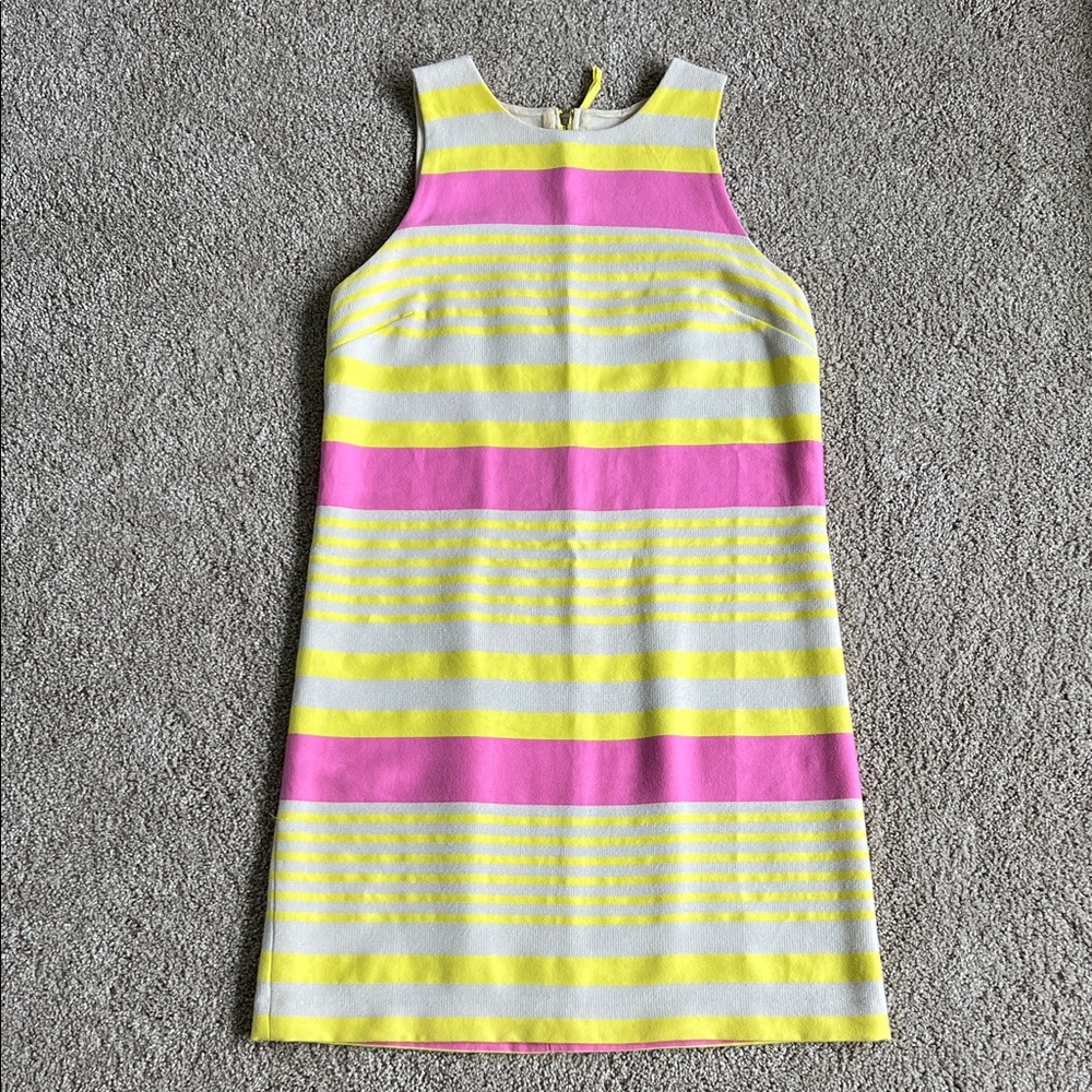 LOFT Pink and Yellow Striped Mini Dress